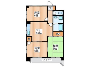 鶴見緑地ハイツ２号館の物件間取画像